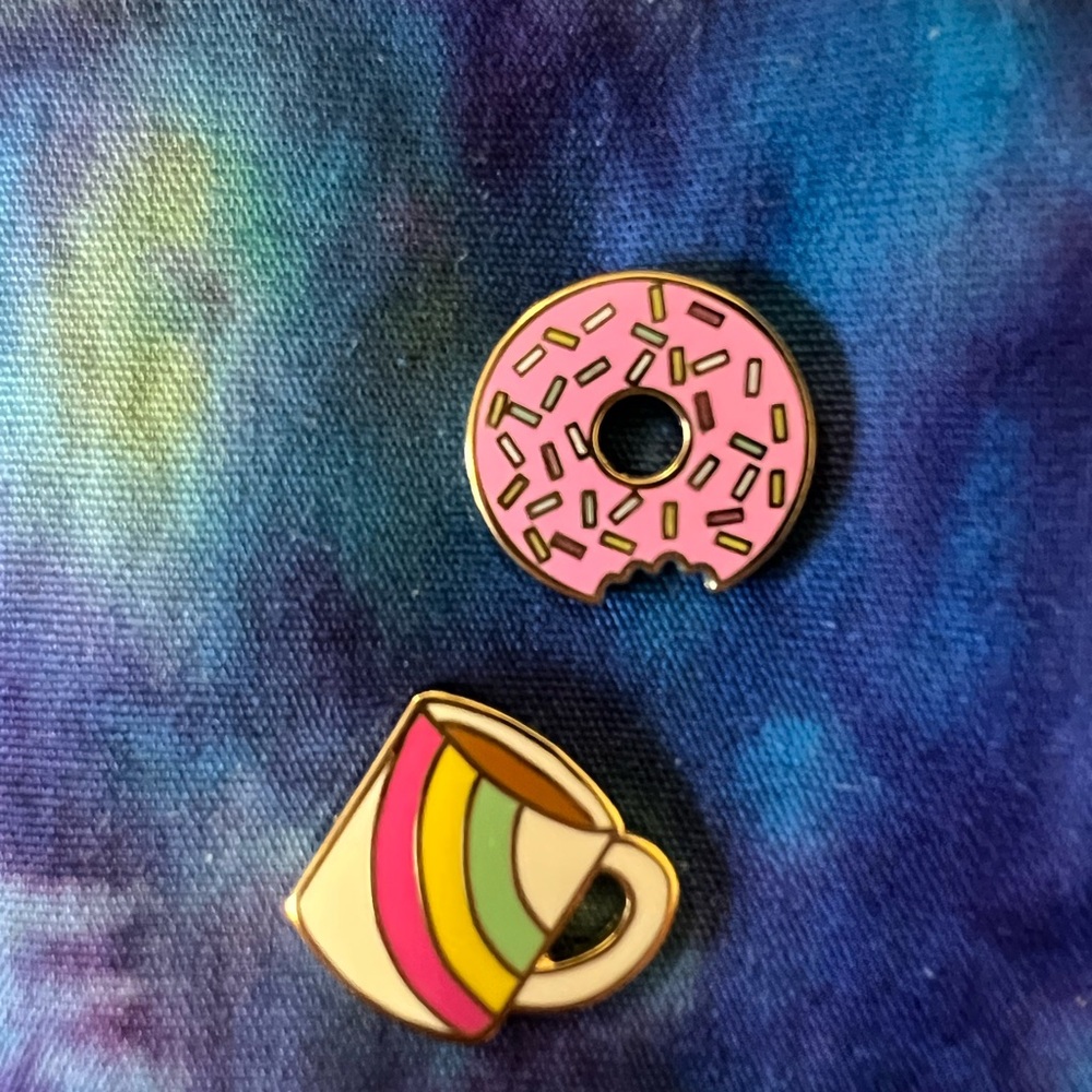 Pink Donut and Rainbow coffee Mug earrings